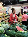 Woman sells fruit at Makro HoReCa 2019