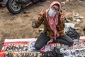 Woman sells gloves at Terong Street Market in Makassar, South Sulawesi, Indonesia