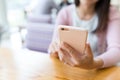 Woman sending sms on cellphone Royalty Free Stock Photo