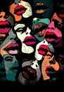 teeth woman mouth female illustration kiss lips abstract poster lipstick art. Generative AI.