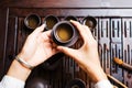 Woman serving Chinese tea in a tea ceremony Royalty Free Stock Photo