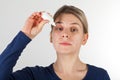 Woman with severe eye infection Royalty Free Stock Photo