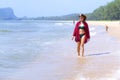 Woman shape pretty and bikini daylight on beach