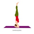 Woman in Shirshasana or Headstand yoga pose.