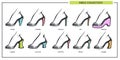 Woman shoe heels type models collection vector isolated female footwear line icons