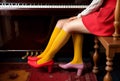 elegant woman legs fashion modern red colourful lady young trend piano. Generative AI. Royalty Free Stock Photo