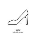 Woman shoe line icon. Vector illustration. Editable stroke