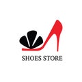 Woman Shoe Logo, Footwear Icon, Lady Boots Shop Symbol Royalty Free Stock Photo