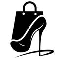 Woman Shoe Logo, Footwear Icon, Lady Boots Shop Symbol vector icon logo template Royalty Free Stock Photo