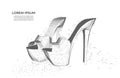 Woman shoes. Abstract polygonal female high heel shoe on white background. Shopping concept. Royalty Free Stock Photo