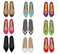 Woman shoes top view. Female fashion slippers set. Collection of vector icons Royalty Free Stock Photo