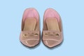 Woman shoes for walking, isolated on light blue background with fill clipping paths