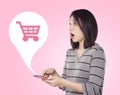 Woman shoping online on mobile phone Royalty Free Stock Photo