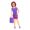 Woman shopper icon, cartoon style