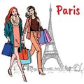 Woman with shopping bags in Paris Royalty Free Stock Photo