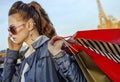 Woman with shopping bags speaking on mobile phone, Paris Royalty Free Stock Photo