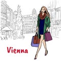 Woman with shopping bags in Vienna