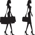 Woman shopping and business woman