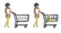 woman with shopping cart full of products Royalty Free Stock Photo