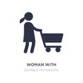 woman with shopping cart icon on white background. Simple element illustration from People concept Royalty Free Stock Photo