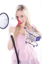 Woman with shopping carts Royalty Free Stock Photo