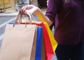 Woman in shopping. Happy woman with shopping bags enjoying in shopping.