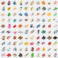 100 woman shopping icons set, isometric 3d style Royalty Free Stock Photo