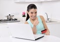 Woman shopping online at home Royalty Free Stock Photo