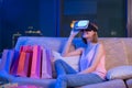 Woman shopping with VR headset Royalty Free Stock Photo