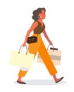 Woman shopping. Person with clothes. Big sale and discount concept.