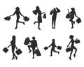 Woman shopping silhouette, Woman with shopping bag silhouettes