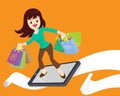 Woman shopping surf by phone