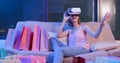 Woman shopping with VR headset Royalty Free Stock Photo