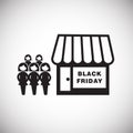 Woman shops on black friday on white background