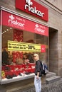 Woman shops for shoes at a Rieker Store in Munich Germany