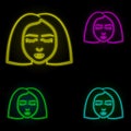 Woman, short hair neon color set icon. Simple thin line, outline vector of anti age icons for ui and ux, website or mobile Royalty Free Stock Photo