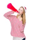 Woman shout with megaphone Royalty Free Stock Photo