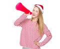 Woman shout with megaphone Royalty Free Stock Photo