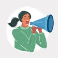 Woman shout out with megaphone Royalty Free Stock Photo