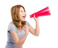 Woman shouting with megaphone