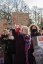 Woman Shouting At The Niet Mijn Schuld Demonstration At Amsterdam The Netherlands 5-2-2022 Royalty Free Stock Photo