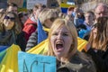 Woman Shouting At The Protest Against The War In Ukraine At Amsterdam The Netherlands 27-2-2022