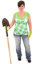 Woman with Shovel and Garden Gloves