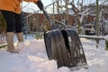 Woman Shoveling her garden Royalty Free Stock Photo