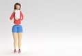Woman Show Mock-up Smart Phone with Empty Screen 3D Rendering