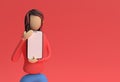 Woman Show Mock-up Smart Phone with Empty Screen 3D Rendering
