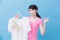 Woman with dirty shirt Royalty Free Stock Photo