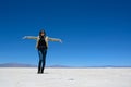 Woman show the Salinas Grandes