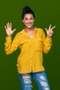 Woman showing eight fingers Royalty Free Stock Photo