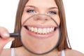 Woman showing her healthy teeth Royalty Free Stock Photo